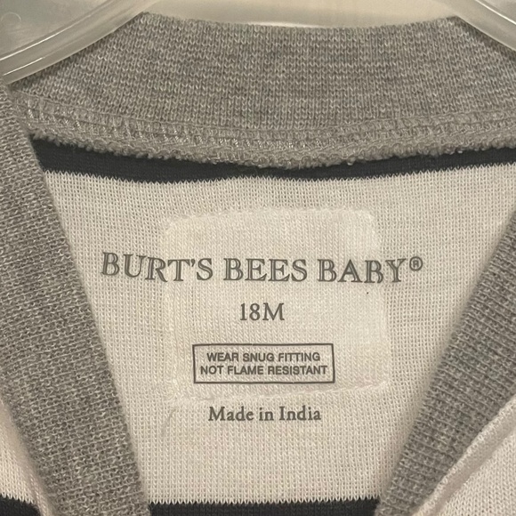 Burt's Bees Striped Footie‎ Sleeper Pajamas PJs Size 18 months - Picture 3 of 5